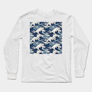 Ephemeral Crests: Hokusai Waves Reimagined Long Sleeve T-Shirt